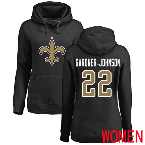 New Orleans Saints Black Women Chauncey Gardner Johnson Name and Number Logo NFL Football #22 Pullover Hoodie Sweatshirts